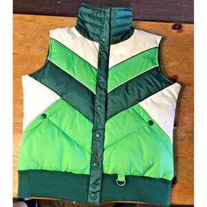 VIntage Zippered Puffer Chevron Vest BKE Outerwear Women's Small Green Greens
